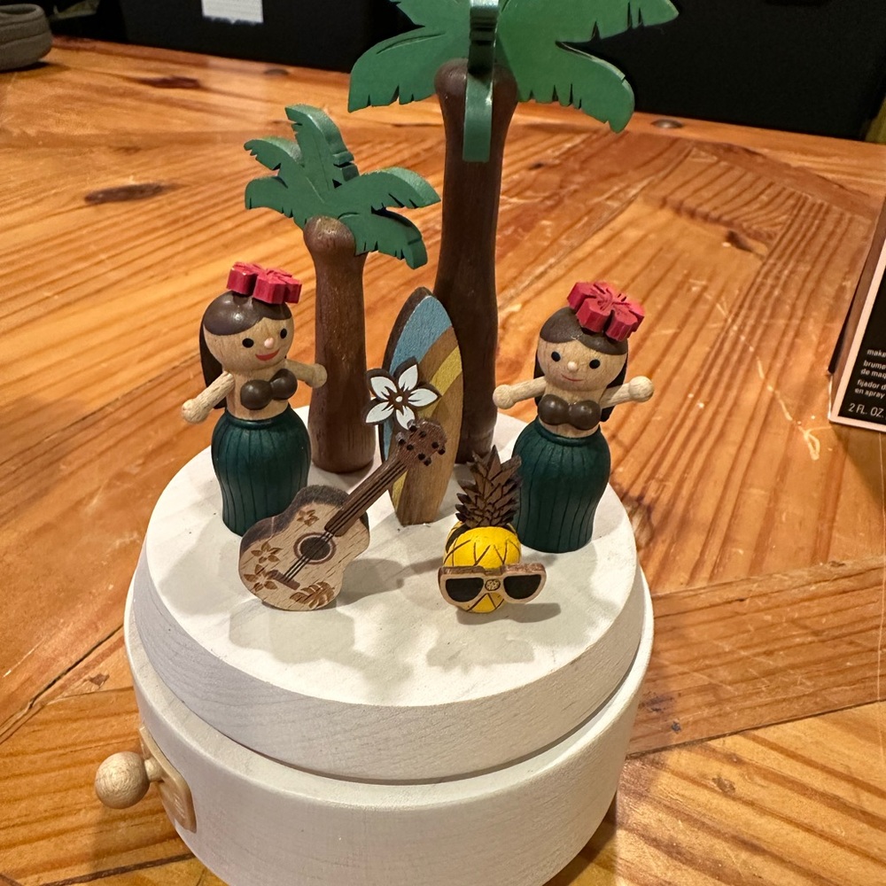 Tropical Island Music Box with Hula Dancers